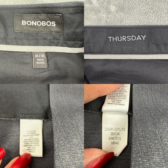Bonobos Stretch Weekday Warrior Dress Pants 36x34 Slim Fit Thursday Gray Preppy - Picture 5 of 7